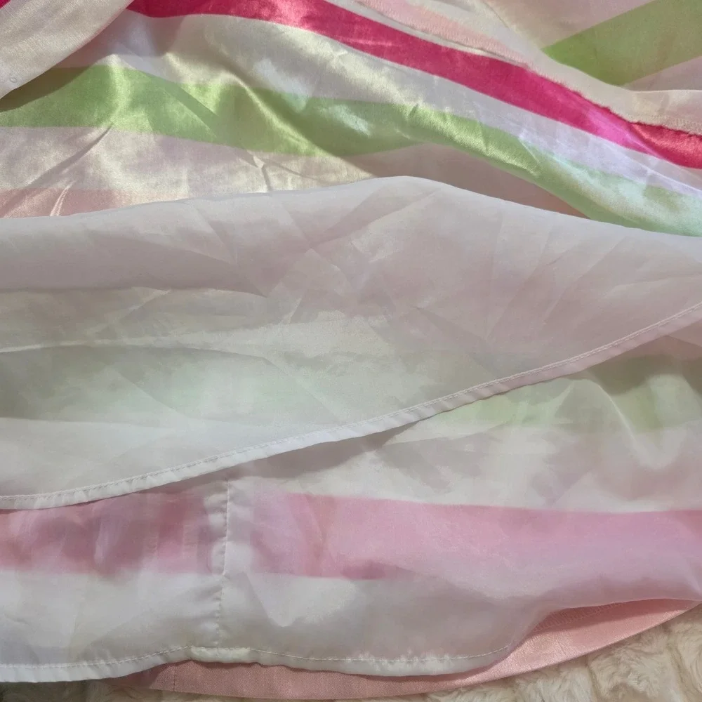 Gymboree Girls Size 8 Pink Green Striped Bow Back Sleeveless Party‎ Dress 2017